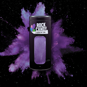 Purple colored rock climbing chalk